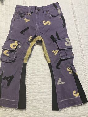 Kids Valabasas Purple Graphic Cargo Flare Pants